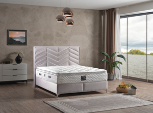 Lit moderne Style américain gris noir crème bleu marron couleur cuir de vache tissu velours lit avec Base - Product Image 4