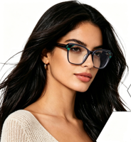 FP2097 Qsky Lunettes carrées classiques rétro en acétate pour femmes, monture épaisse en acétate, verres bloquant la lumière bleue, verres optiques en acétate