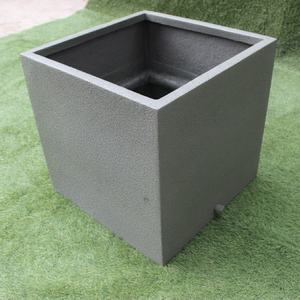 Modern <b>Square</b> FRP Planter Grey Rough dotted Outdoor Garden Flower <b>Pot</b> Classic Style Durable Lightweight Floor Hand Carved - Product Image 1