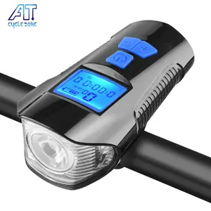 4 Light Modes Speed Meter Horn Battery Rechargeable BIke Front Light Computer Bicycle Flashlight Handlebar Front Light