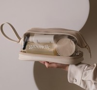 Trousse de toilette double couche imperméable en PVC PU avec logo personnalisé Trousse de maquillage de luxe pour femmes Trousse de cosmétique transparente pour le voyage des filles