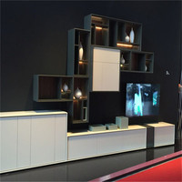 Meuble TV sur pied design moderne, design en bois, support TV noir, luxe moderne pour salon