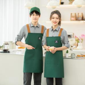Delantal impermeable de algodón reutilizable ajustable con logotipo personalizado para mujer, delantal de cocina para hornear Chef con dos bolsillos - Product Image 6