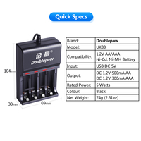 Chargeur de batterie standard 4 emplacements 1,2 V AA AAA NiMH pour piles de télécommande et de microphone au nickel-hydrure métallique