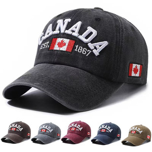 Casquette de baseball vintage lavée style Amérique Canada, 100 % coton, broderie 3D personnalisée, rétro, anti-UV, ajustable, 6 panneaux - Product Image 2