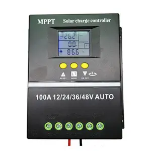 Regulator PV Surya 12V 24V 36V 48V MPPT 60A 80A 100A Pengendali Pengisian Daya Tenaga Surya Otomatis Pengisi Daya Baterai PV Surya dengan LCD & USB Ganda