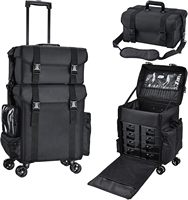 Organisateur de chariot professionnel 3 en 1, grande valise à roulettes pour la cosmétologie, l'école, les coiffeurs, les techniciens en manucure, la formation