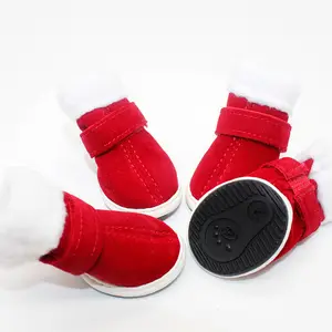 Lovely winter small medium Christmas pet Shoes Snow boots red christmas shoes for dog