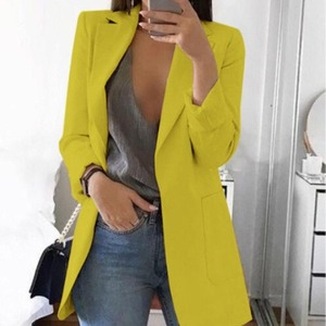 T26258 <span class=keywords><strong>Blazer</strong></span> Manteau Femme Printemps Automne Uni à Revers et Poches, Cardigan Long Grande Taille, <span class=keywords><strong>Blazer</strong></span> Décontracté Élégant pour Femme - Product Image 6
