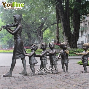 Escultura de estatua moderna para maestro y niños, escultura de bronce de tamaño real para decoración de calle al aire libre - Product Image 4