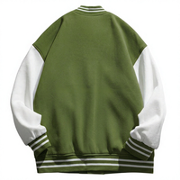 Bleu ciel 100% coton polaire coupe-vent respirant Varsity veste K-VJ-195 col montant Letterman manteau Baseball broderie hiver