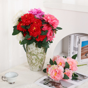 ดอกโบตั๋นประดิษฐ์ 7 หัว ทำจากผ้าไหม คุณภาพสูง เหมาะสำหรับตกแต่งบ้าน ห้องนั่งเล่น ทางเข้าบ้าน จัดแจกัน - Product Image 1