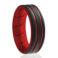 Nouvelle conception tendance style punk, anneaux respirants confortables, anneaux sportifs à double ligne, anneaux de mariage en silicone pour hommes et femmes