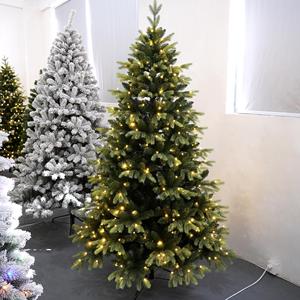 Árbol de Navidad Artificial de Lujo Preiluminado con Puntas de PE/PVC y Base Metálica, Venta al Por Mayor - Product Image 1