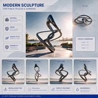 Sculpture abstraite en acier inoxydable 304 sur mesure, grande statue en métal en forme de ruban pour l'art public extérieur des parcs, directement de l'usine