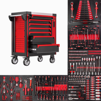 Ensemble d'outils de 245 pièces, boîte à roulettes, coffre à outils en acier inoxydable robuste, 7 tiroirs, chariot à outils