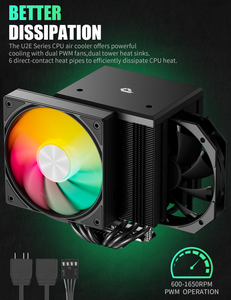 Uphere UE2 Elite ARGB CPU Cooler 6ท่อความร้อน Minimalist พัดลม PWM ขนาด120มม. สำหรับ Intel LGA 1700 1851 AMD AM4 AM5 - Product Image 6