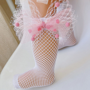Vente en Gros <span class=keywords><strong>Chaussettes</strong></span> d'Été Respirantes en Maille pour Enfants, Collants Mi-Mollet Fille Princesse avec Grand Nœud, Bas Bébé - Product Image 2