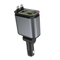Chargeur de voiture rétractable 4 en 1 à charge ultra-rapide 120W avec lumière ciel étoilé, port Type C pour iPhone, protection OTP