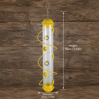 Mangeoire à oiseaux en tube transparent de couleur personnalisée, perchoir en spirale en fil métallique, plusieurs ports d'alimentation, résistante à la rouille, écologique, avec couvercle en dôme et boucle de suspension