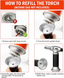 <span class=keywords><strong>Soplete</strong></span> de Butano LAIWEI S400, Encendedor de Cocina Recargable con Llama Ajustable para Hornear Pasteles - Product Image 3