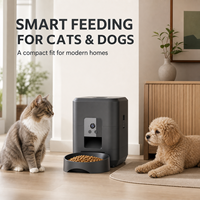 Distributeur automatique intelligent de nourriture pour animaux de compagnie 2L avec caméra WiFi, écran LCD, nettoyage facile, programmable, pour chats et chiens, bol en acier inoxydable, prise US EU UK