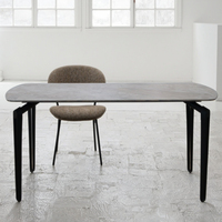 Usine chinoise vend des tables à manger rectangulaires en céramique avec pieds en métal de luxe moderne personnalisés, plateau en verre trempé, pour hôtel