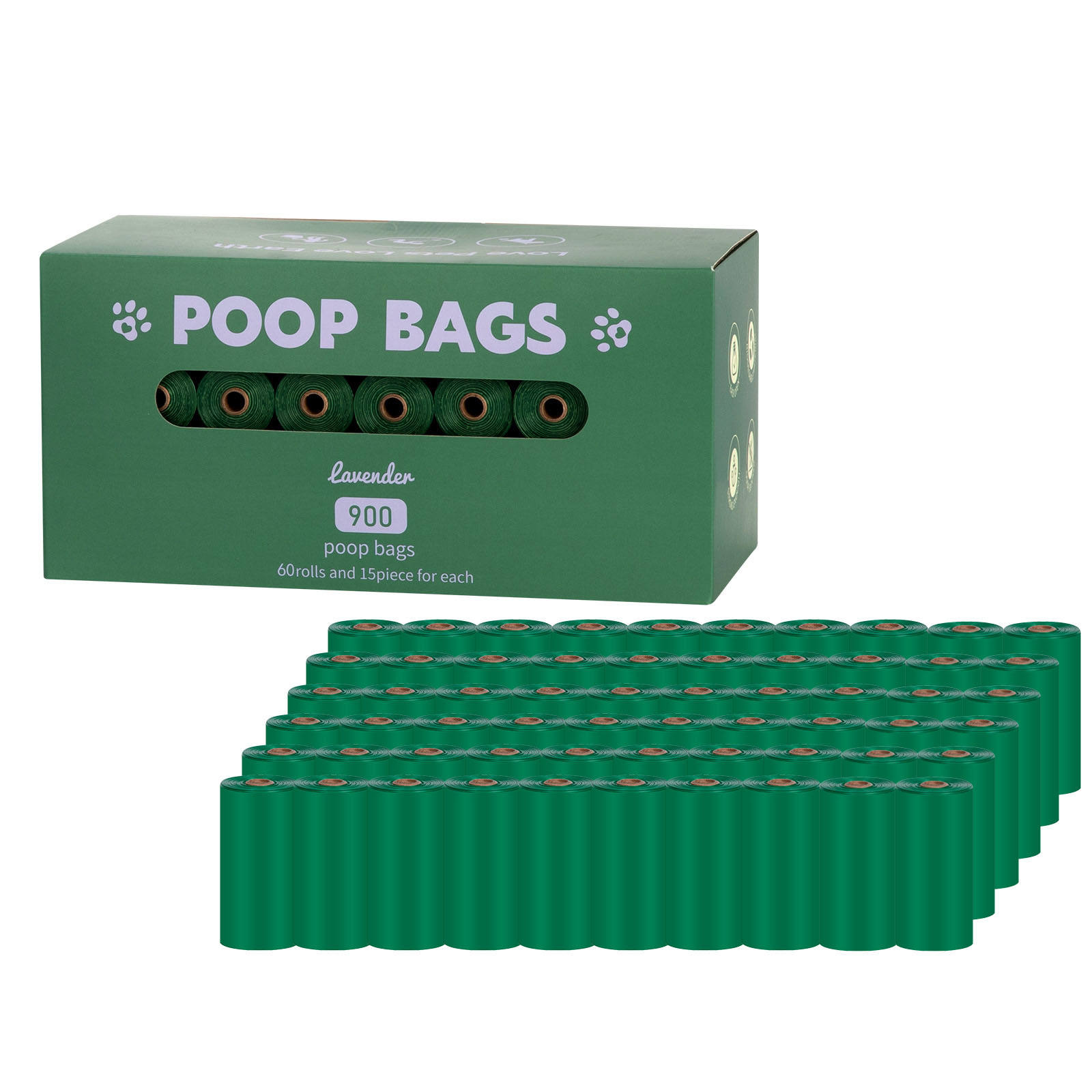 60 rouleaux de vert uni