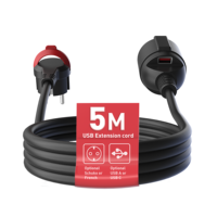 Rallonge d'alimentation intérieure/extérieure de haute qualité avec vente d'usine USB-prise EU et CN Standard AC mâle et IEC femelle Type d'extrémité