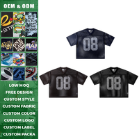 T-shirt Homme Col V Ample en Maille Respirante Coton Vintage Manches Courtes Tricoté Personnalisé Impression DTG Streetwear