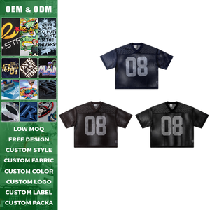 Camiseta Oversize de Malla Transpirable con Cuello en V para Hombre, de Algodón Vintage, Manga Corta, Tejida, con Estampado DTG Personalizado, Estilo Urbano - Product Image 3