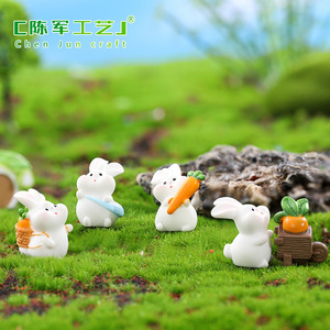 Décoration de micro-paysage : Accessoires universels en résine, lapin mignon de dessin animé, lapin gras, petit lapin enlacé - Product Image 2
