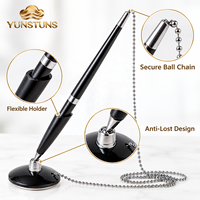 Stylo de sécurité à base de chaîne en plastique, auto-adhésif, design fixe, en stock, pour bureau, réception, signature, stylo à bille de table