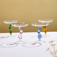 Assiette à dessert en verre borosilicate soufflé à la main personnalisée avec tige de cactus plateau de rangement en verre décoratif ornements