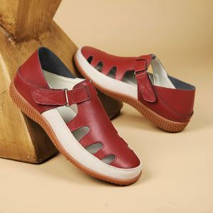 Large Size Casual Women's Outdoor Sandals Breathable Leather <b>Hook</b> Loop for Slip-On Design Lightweight Anti-Slippery Spring - Product Image 5