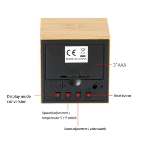 Đèn <span class=keywords><strong>LED</strong></span> Kỹ Thuật Số Bằng Gỗ Mini Với Màn Hình Hiển Thị Nhiệt Độ Độ Sáng Có Thể Điều Chỉnh <span class=keywords><strong>Cube</strong></span> Snooze Đồng Hồ Báo Thức Bàn & Đồng Hồ Để Bàn - Product Image 4