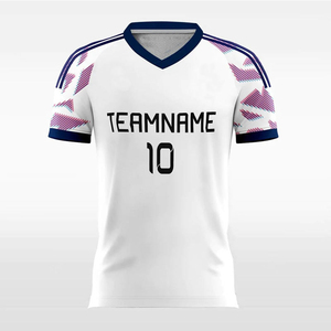 Camiseta de Fútbol Personalizada con Cuello en V, Blanca, Manga Corta, Impresión Sublimada con Nombre del Equipo, 10% Poliéster, para Hombre Adulto - Product Image 1