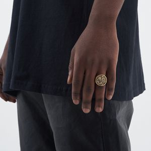 Anillo de Sello para Hombre de Acero Inoxidable, Antideslustre e Impermeable, con Diseño del Hombre Vitruviano y San Cristóbal, Estilo Vintage, Joyería - Product Image 2
