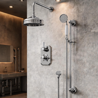 Système de douche à effet pluie Weihao en laiton brossé doré non revêtu, kit de douche mural encastré, ensemble de douche thermostatique pour salle de bain