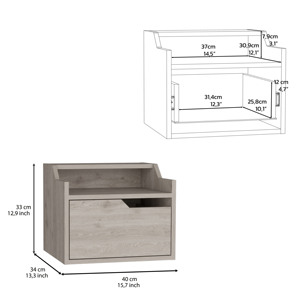 Winchester <b>Floating</b> Nightstand Light Gray Modern Dual Tier With Drawer Storage For Bedroom - Product Image 6