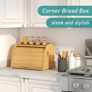 Vriccc <b>Large</b> Bamboo <b>Wood</b> Kitchen Countertop Bread <b>Storage</b> <b>Box</b> 16.2L Capacity Non-Porous & Easy to Clean - Product Image 3