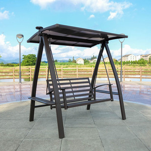 Silla Columpio Doble <span class=keywords><strong>de</strong></span> Metal <span class=keywords><strong>de</strong></span> Nuevo <span class=keywords><strong>Diseño</strong></span>, <span class=keywords><strong>Muebles</strong></span> <span class=keywords><strong>de</strong></span> Jardín para Exteriores con Toldo - Product Image 3