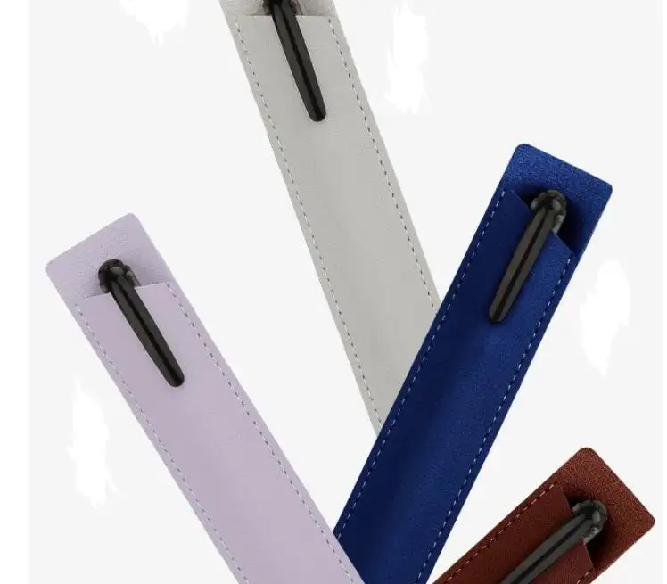 Bolsa de lápis de couro PU personalizada para presentes de negócios, bolsa de canetas com manga de couro artificial para presentes promocionais