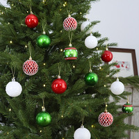 Juego de Adornos Navideños Surtidos, Bolas de Plástico Irrompibles con Malla y Relieve para Decoración de Árboles de Navidad, 6 cm