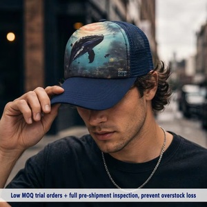 Casquette Trucker Personnalisée OEM ODM avec Logo Imprimé Baleine Ocean Filet – Vente en Gros Direct Usine, Livraison Immédiate, Faible MOQ - Product Image 3