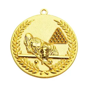 रंगीन रिबन के साथ कस्टम मेटल स्पोर्ट बिलियर्ड्स पदक