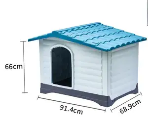 منزل الكلب في الهواء الطلق داخلي مقاوم للماء التهوية البلاستيك الكلب منزل قفص المأوى الحيوانات الأليفة مع التهوية والأرضيات مرتفعة حقيبة