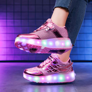 Chaussures Heelys ZHOYA Version Étudiant 8-12 Ans Contraction Automatique Filles Double Roue Bouton Ceinture Approvisionnement Transfrontalier - Product Image 2