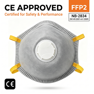 หน้ากากอนามัย FFP2 พร้อมวาล์วช่วยหายใจ คาร์บอนกัมมันต์ ผ้าไม่ถักทอ 4 ชั้น ป้องกันฝุ่นแบบใช้แล้วทิ้ง - Product Image 1