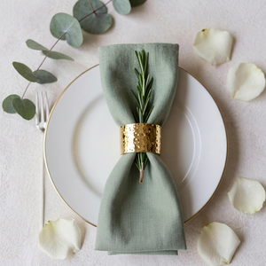 Anneau de serviette en métal moderne, doré, durable, accessoire de décoration de table de mariage - Product Image 1